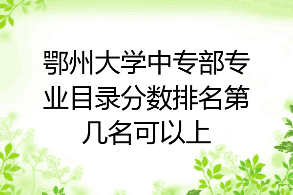 鄂州大学中专部专业目录分数排名第几名可以上