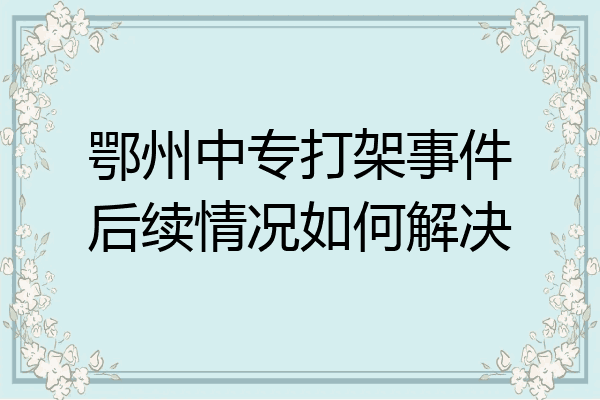 鄂州中专打架事件后续情况如何解决
