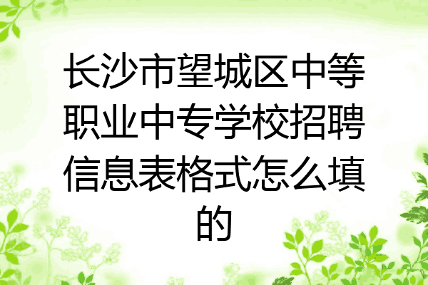 长沙市望城区中等职业中专学校招聘信息表格式怎么填的
