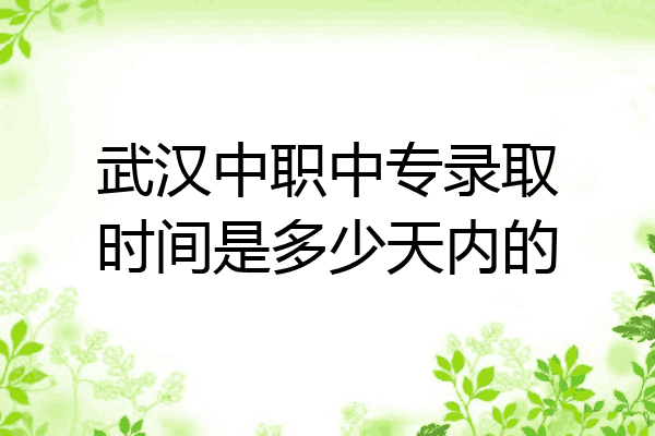 武汉中职中专录取时间是多少天内的