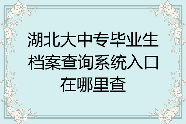 湖北大中专毕业生档案查询系统入口在哪里查