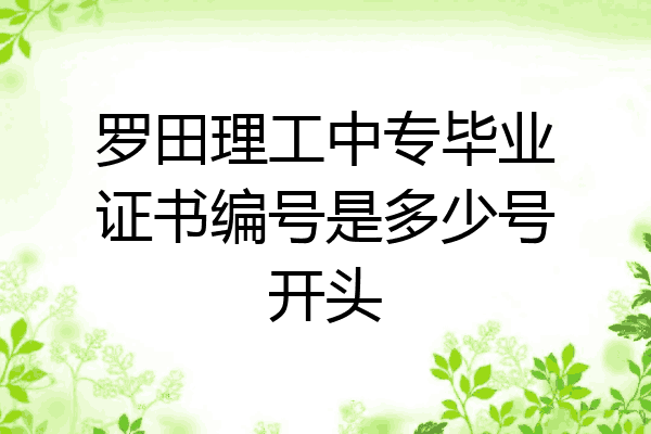 罗田理工中专毕业证书编号是多少号开头
