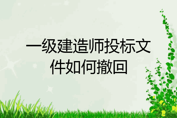 一级建造师投标文件如何撤回