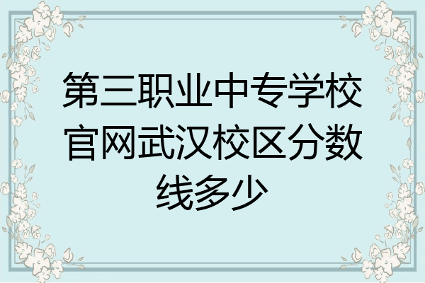 第三职业中专学校官网武汉校区分数线多少