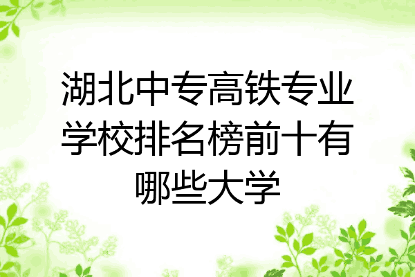 湖北中专高铁专业学校排名榜前十有哪些大学
