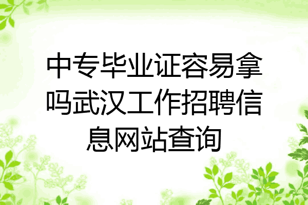 中专毕业证容易拿吗武汉工作招聘信息网站查询