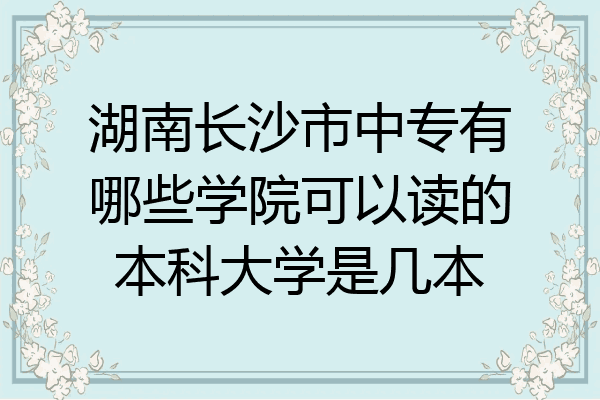 湖南长沙市中专有哪些学院可以读的本科大学是几本