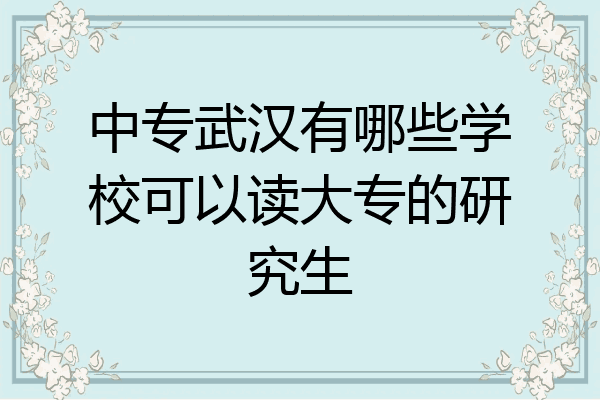 中专武汉有哪些学校可以读大专的研究生