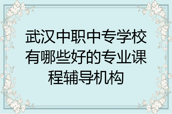 武汉中职中专学校有哪些好的专业课程辅导机构