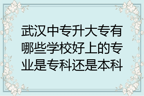 武汉中专升大专有哪些学校好上的专业是专科还是本科