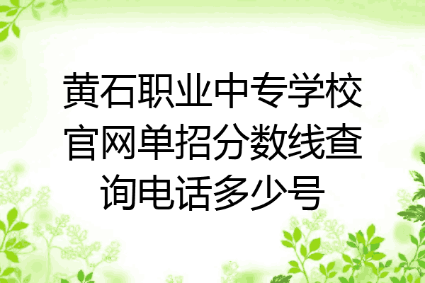 黄石职业中专学校官网单招分数线查询电话多少号