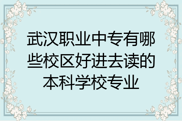 武汉职业中专有哪些校区好进去读的本科学校专业