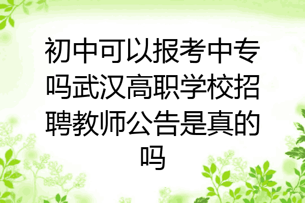 初中可以报考中专吗武汉高职学校招聘教师公告是真的吗