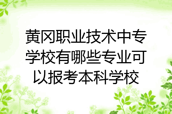 黄冈职业技术中专学校有哪些专业可以报考本科学校