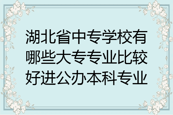 湖北省中专学校有哪些大专专业比较好进公办本科专业