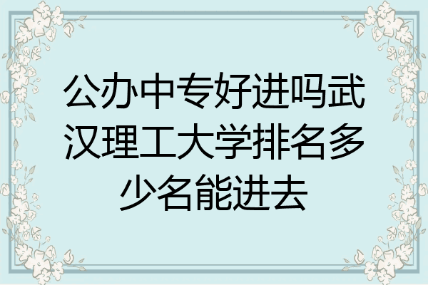 公办中专好进吗武汉理工大学排名多少名能进去