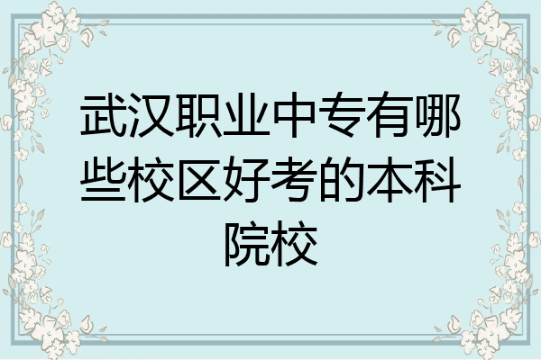 武汉职业中专有哪些校区好考的本科院校