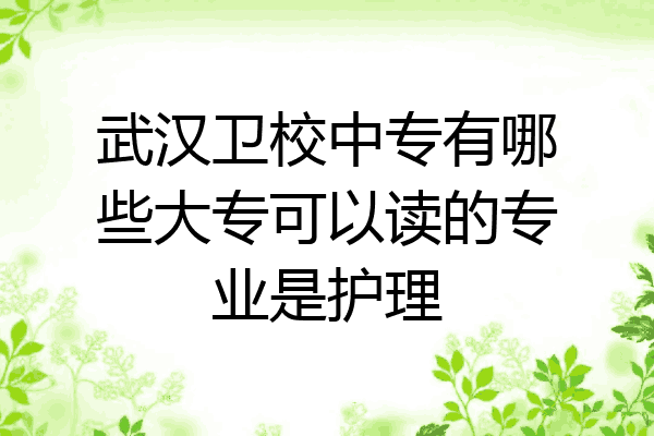 武汉卫校中专有哪些大专可以读的专业是护理
