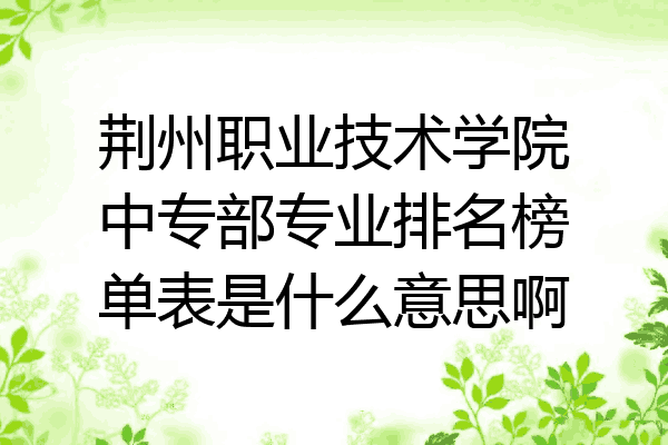 荆州职业技术学院中专部专业排名榜单表是什么意思啊