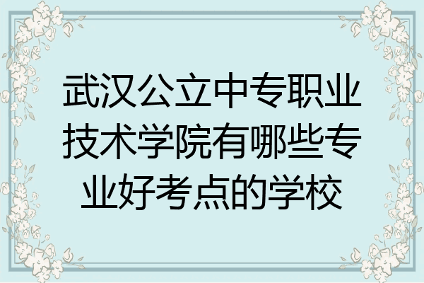武汉公立中专职业技术学院有哪些专业好考点的学校