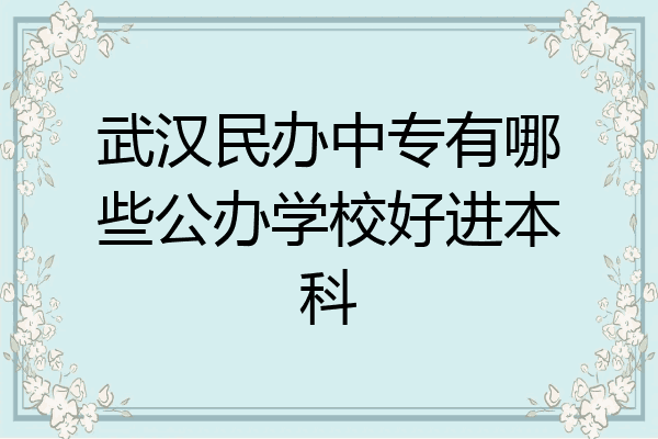 武汉民办中专有哪些公办学校好进本科