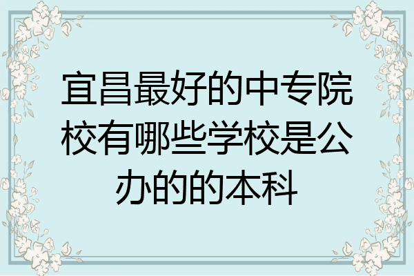 宜昌最好的中专院校有哪些学校是公办的的本科