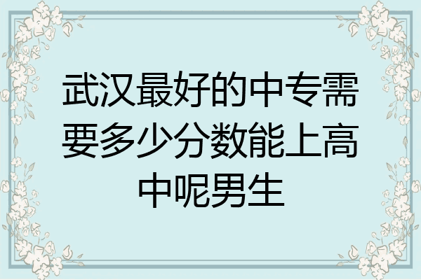 武汉最好的中专需要多少分数能上高中呢男生