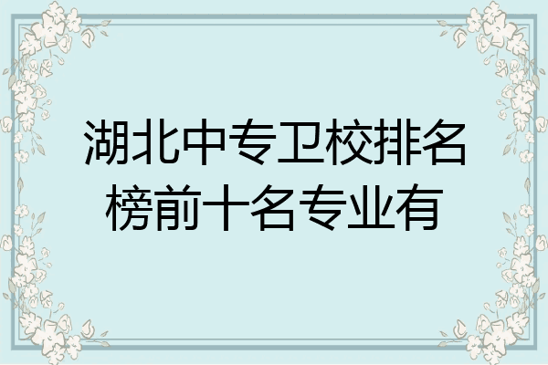 湖北中专卫校排名榜前十名专业有