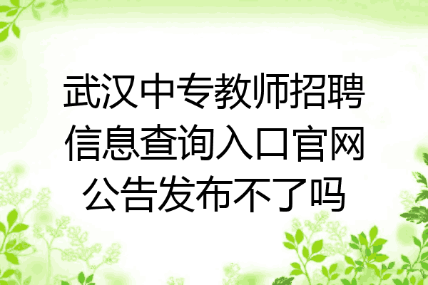 武汉中专教师招聘信息查询入口官网公告发布不了吗
