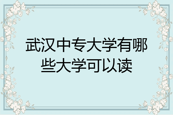 武汉中专大学有哪些大学可以读