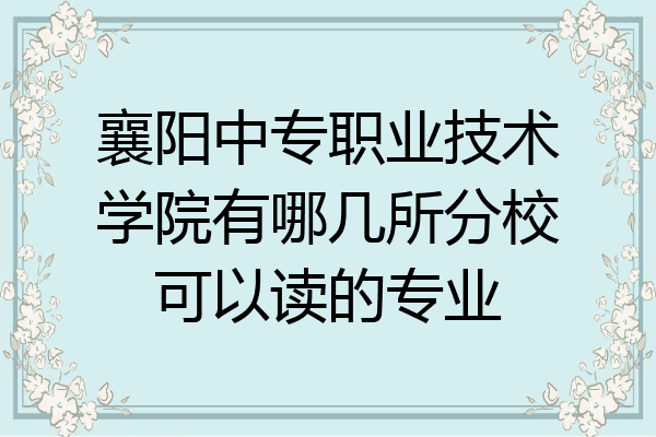 襄阳中专职业技术学院有哪几所分校可以读的专业