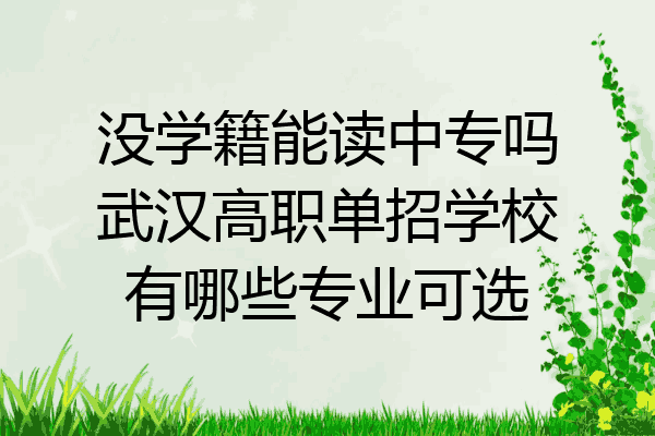 没学籍能读中专吗武汉高职单招学校有哪些专业可选