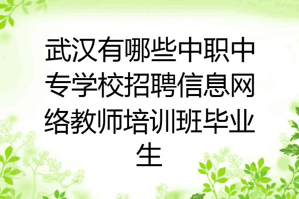 武汉有哪些中职中专学校招聘信息网络教师培训班毕业生