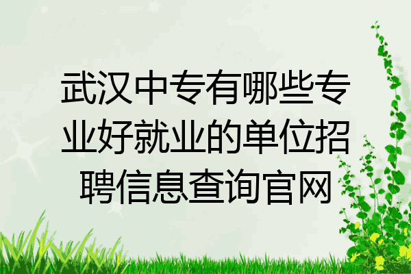 武汉中专有哪些专业好就业的单位招聘信息查询官网