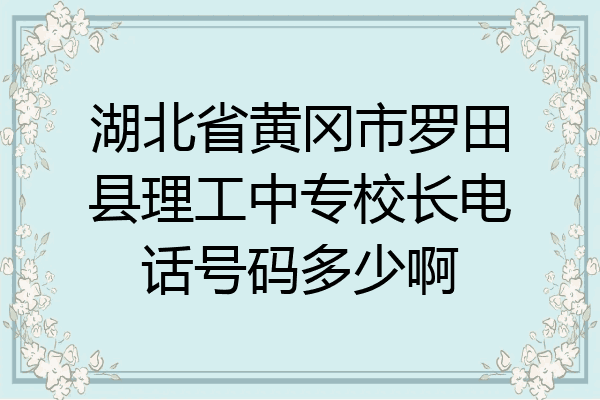 湖北省黄冈市罗田县理工中专校长电话号码多少啊