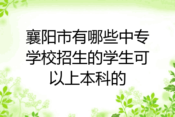 襄阳市有哪些中专学校招生的学生可以上本科的