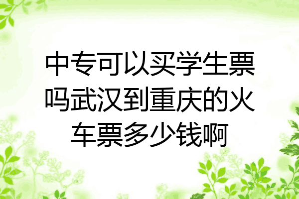 中专可以买学生票吗武汉到重庆的火车票多少钱啊