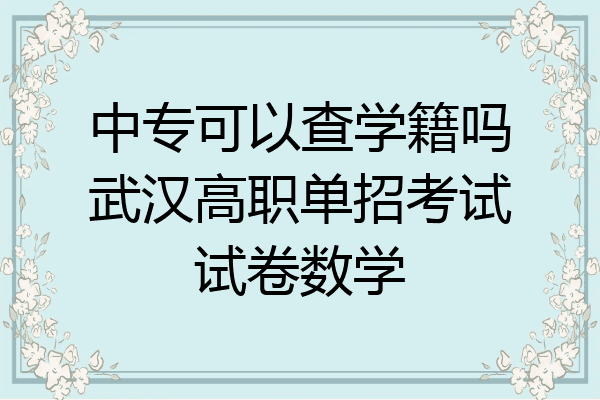 中专可以查学籍吗武汉高职单招考试试卷数学