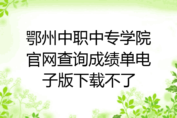 鄂州中职中专学院官网查询成绩单电子版下载不了