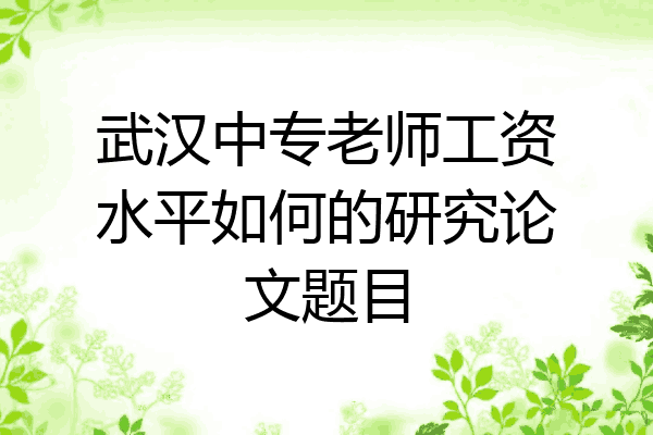 武汉中专老师工资水平如何的研究论文题目