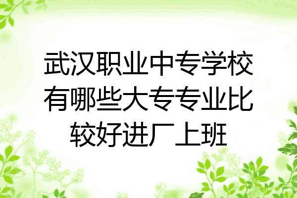 武汉职业中专学校有哪些大专专业比较好进厂上班