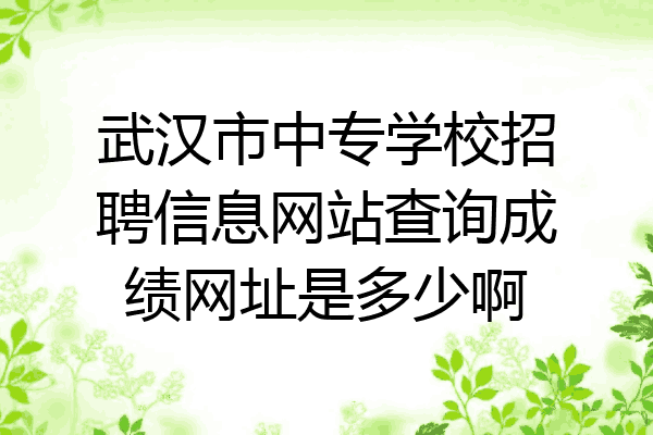 武汉市中专学校招聘信息网站查询成绩网址是多少啊