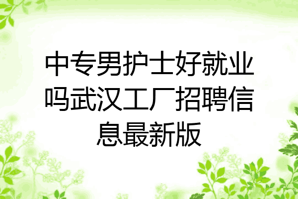 中专男护士好就业吗武汉工厂招聘信息最新版