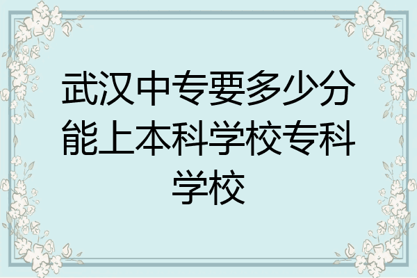 武汉中专要多少分能上本科学校专科学校