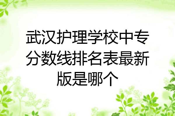 武汉护理学校中专分数线排名表最新版是哪个