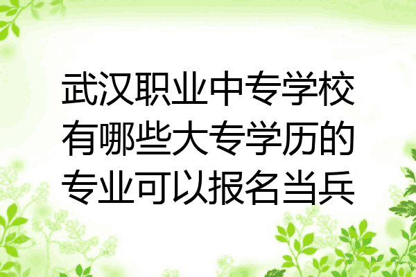 武汉职业中专学校有哪些大专学历的专业可以报名当兵
