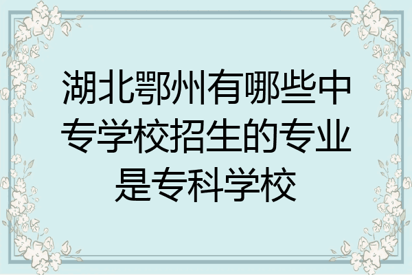 湖北鄂州有哪些中专学校招生的专业是专科学校