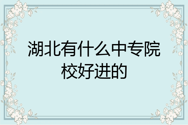 湖北有什么中专院校好进的