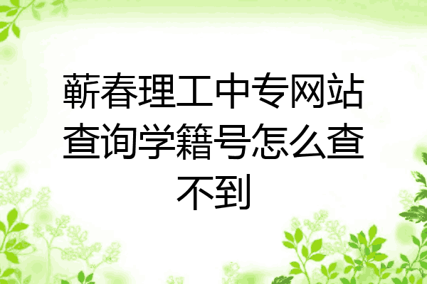 蕲春理工中专网站查询学籍号怎么查不到