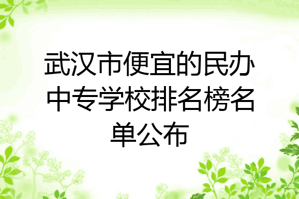 武汉市便宜的民办中专学校排名榜名单公布